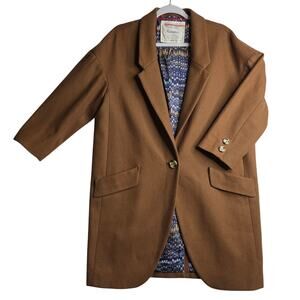 Anthropologie Cartonier L Brown Wool Cocoon Long jacket coat Classy Vintage Vibe